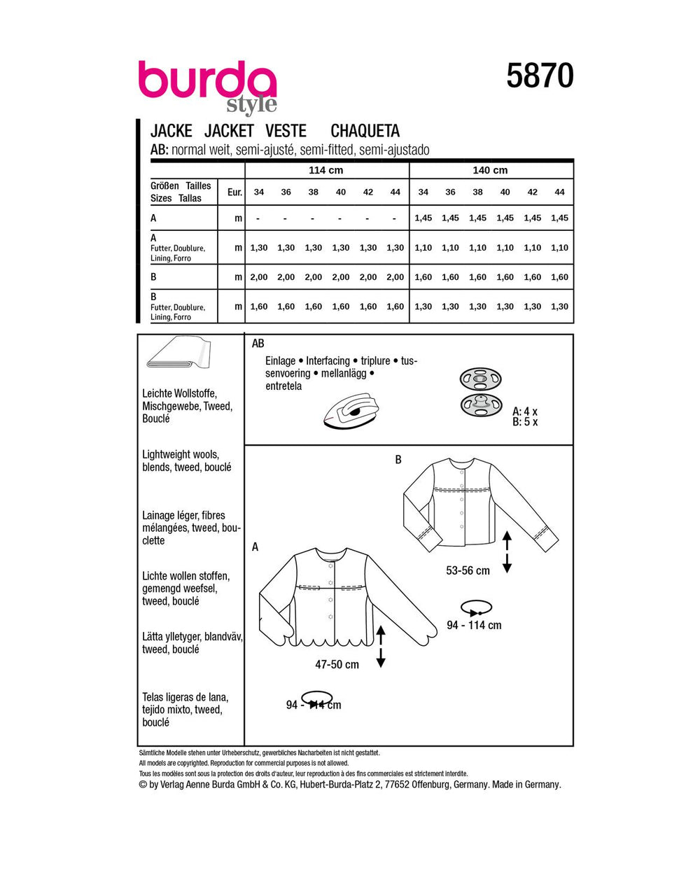 Burda Schnittmuster 5870