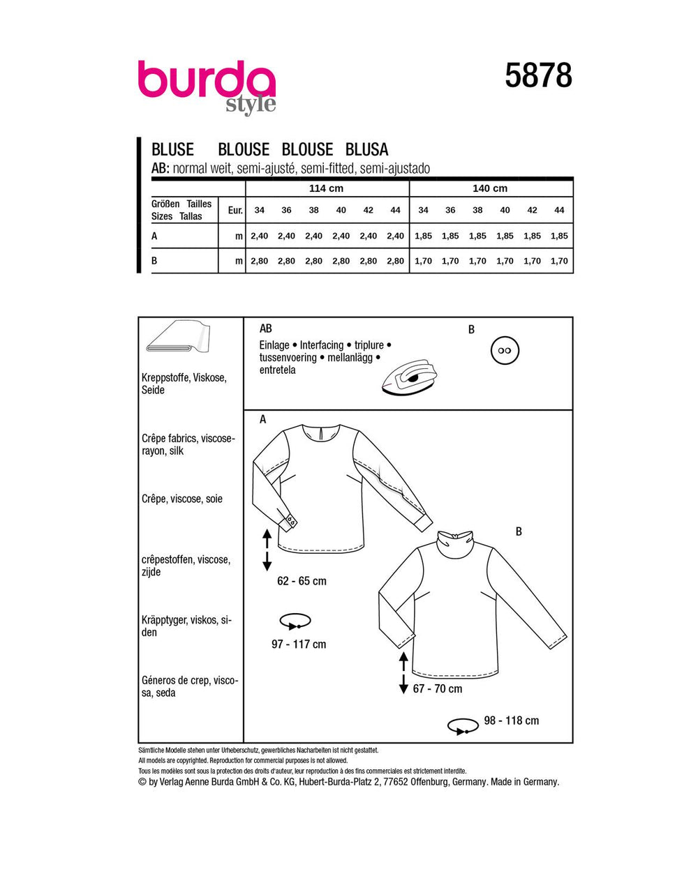 Burda Schnittmuster 5878