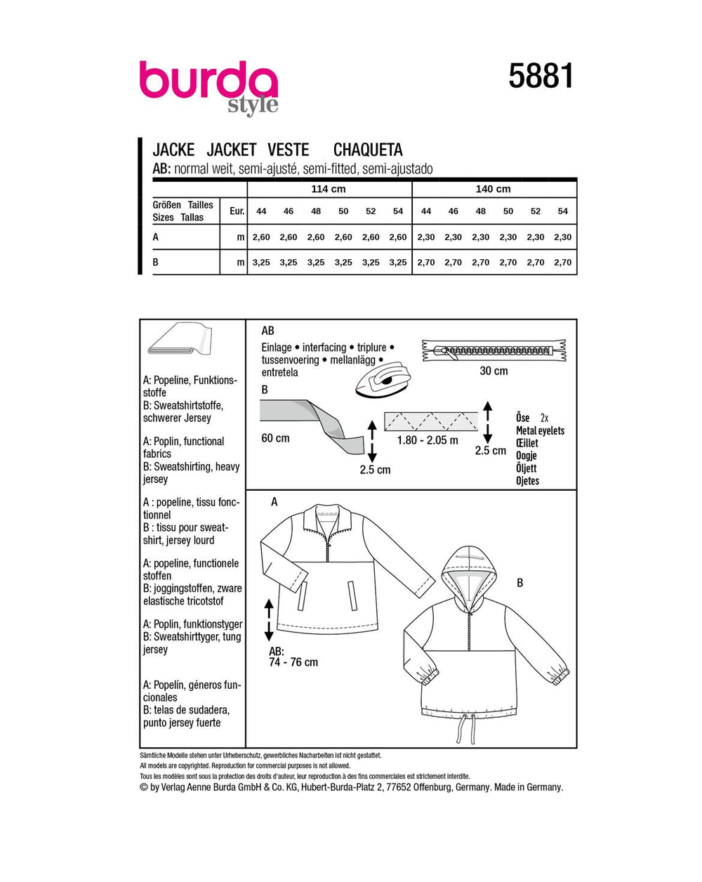 Burda Schnittmuster 5881
