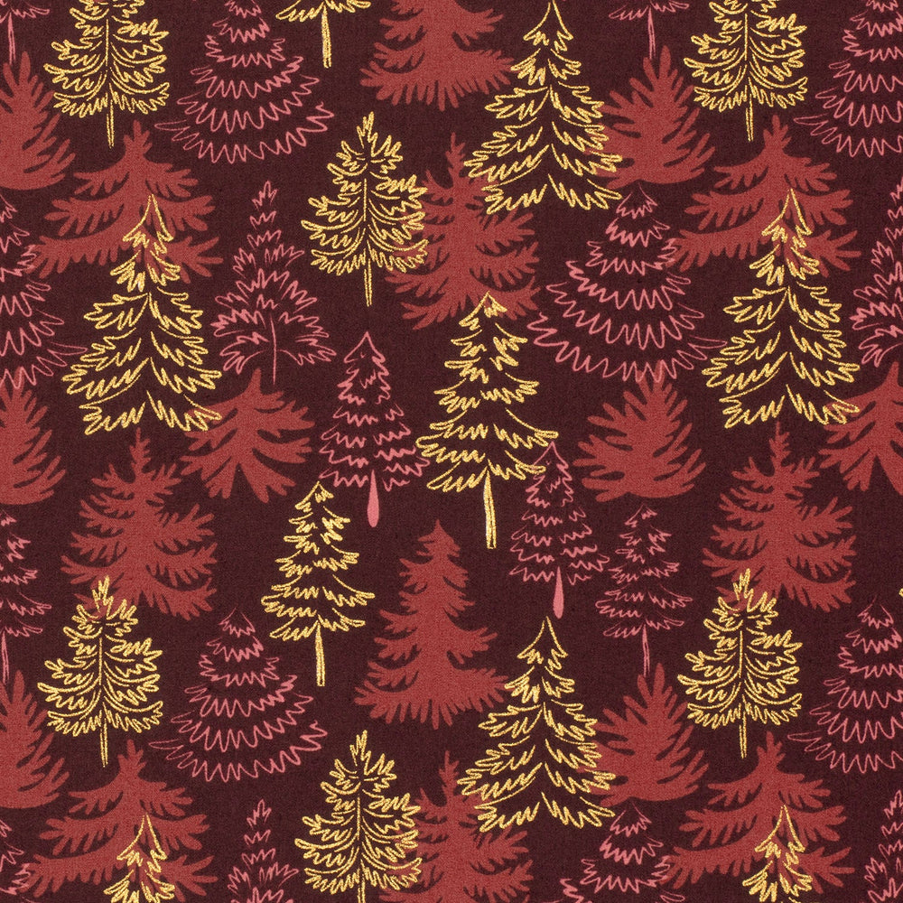 Baumwolle - Tannenbaum Weinrot