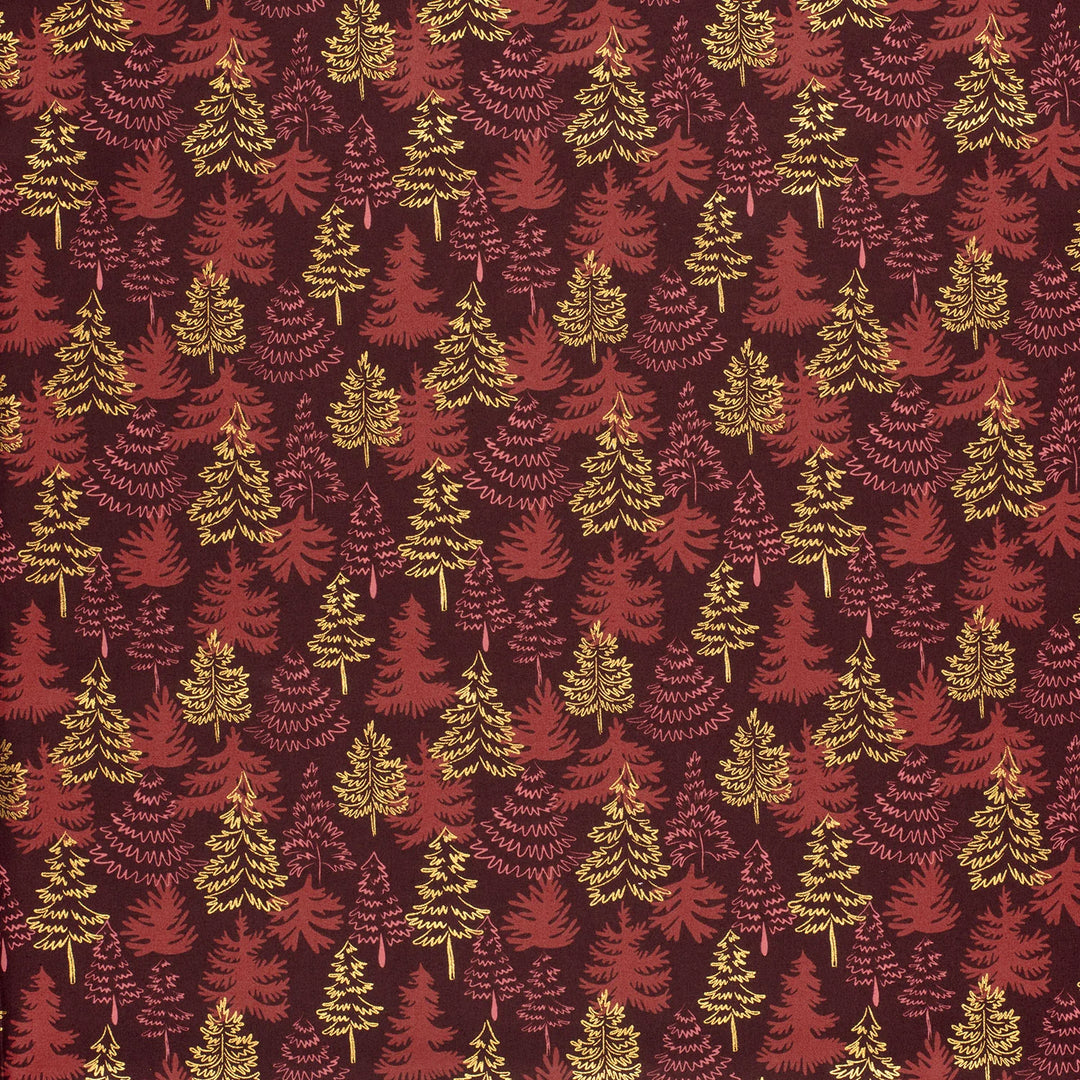 Baumwolle - Tannenbaum Weinrot