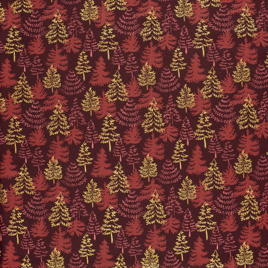 Baumwolle - Tannenbaum Weinrot