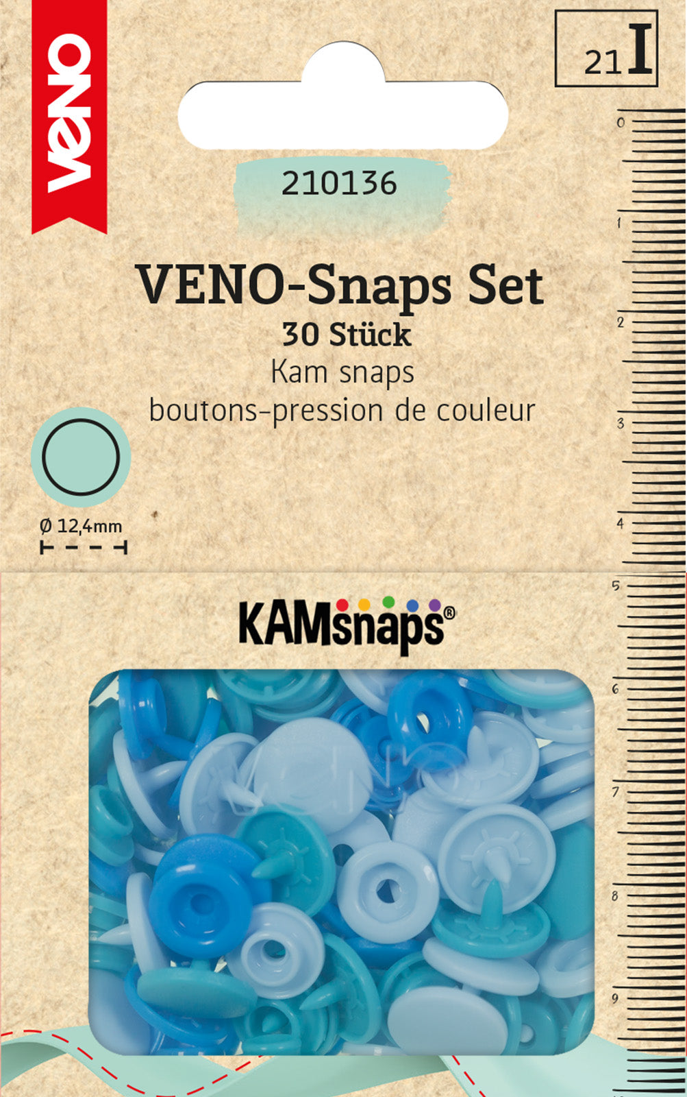 KAMSnaps Druckknöpfe - 12,4mm Bunt