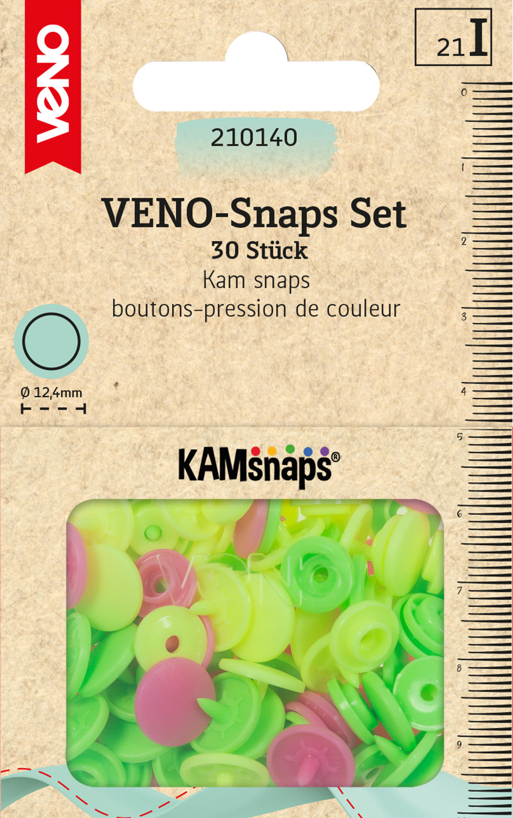 KAMSnaps Druckknöpfe - 12,4mm Bunt