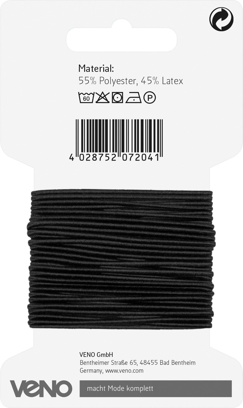 Kordel Elastic 1mm schwarz