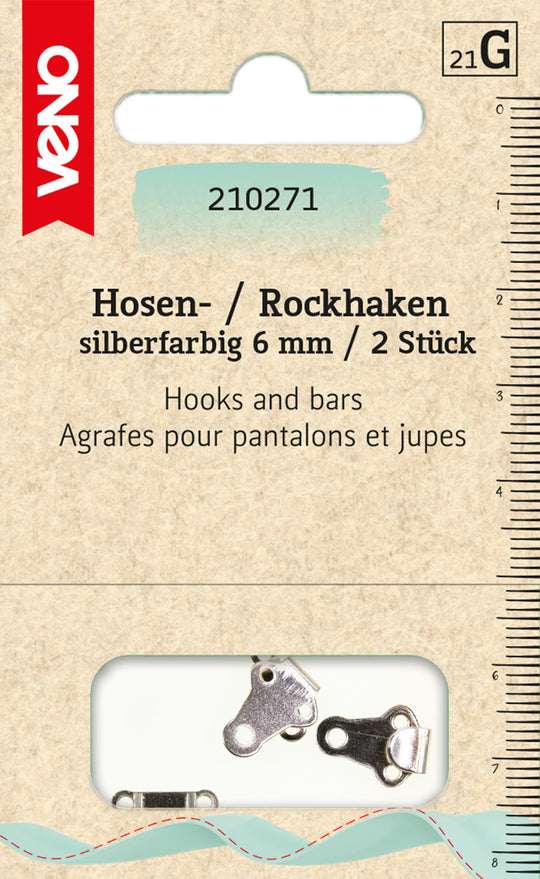 Hosen-/Rockhaken silberfarbig