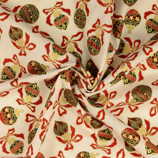 Baumwolle - Weihnachtskugel Creme