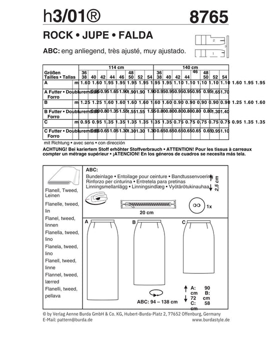 Burda sewing pattern 8765