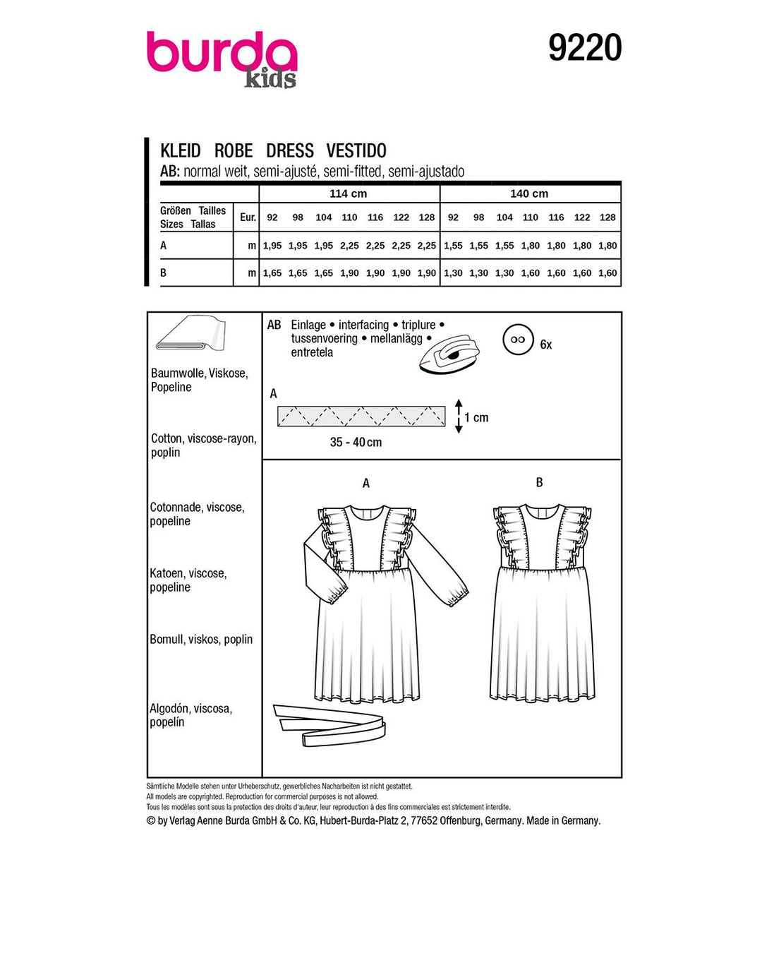 Burda Schnittmuster 9220