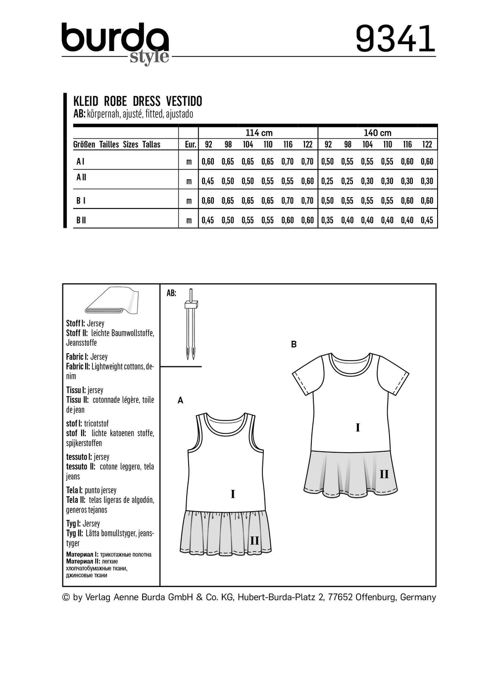 Burda Sewing Pattern 9341