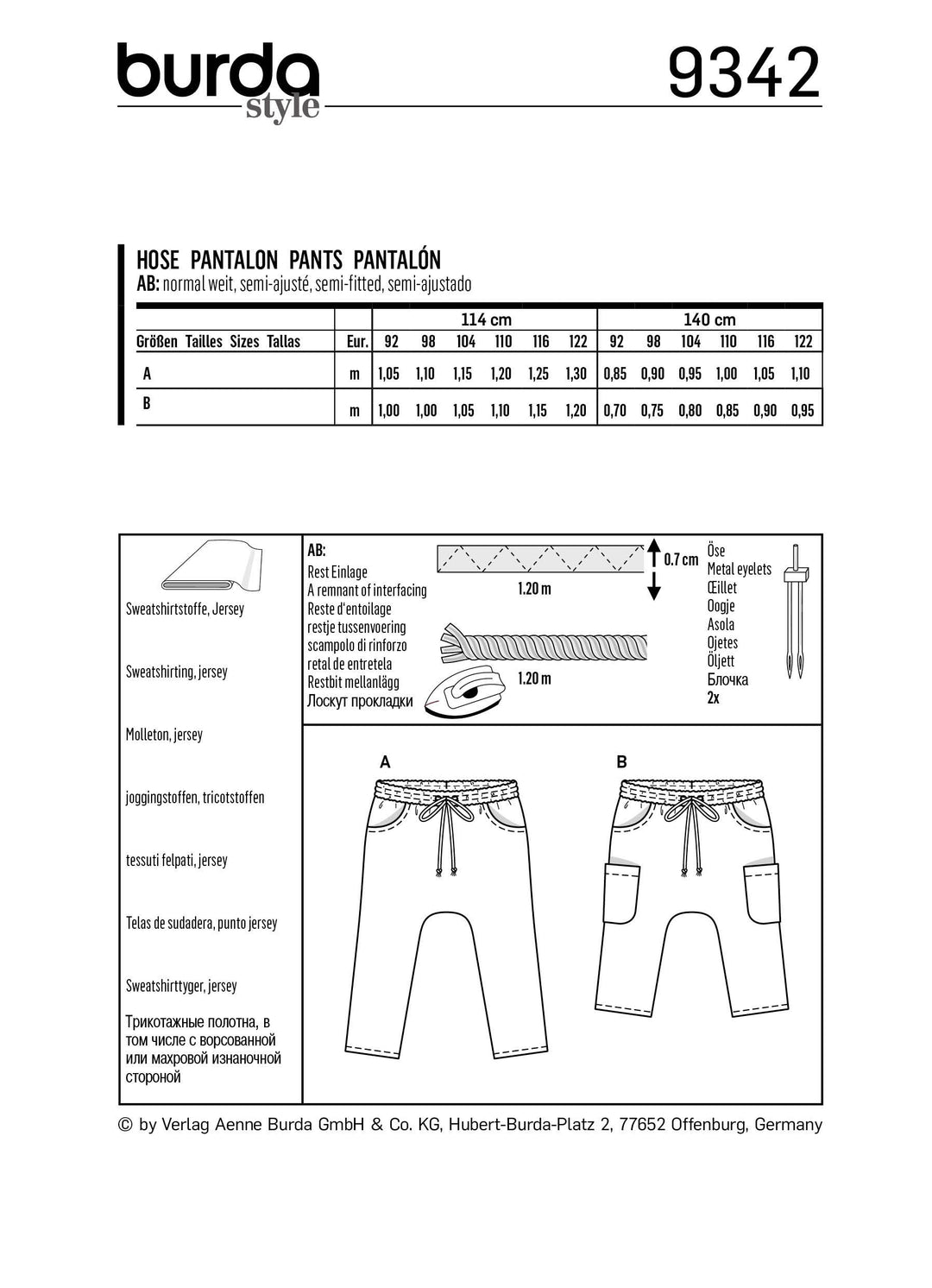 Burda Sewing Pattern 9342