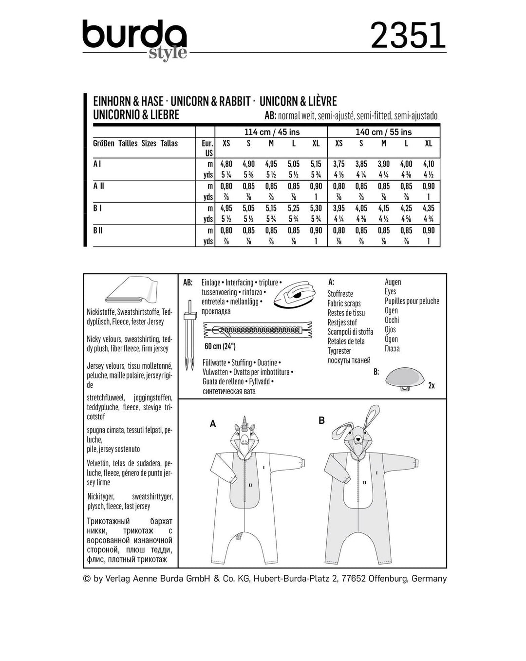 Burda Schnittmuster 2351