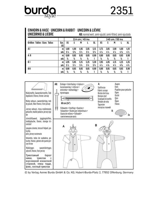 Burda Schnittmuster 2351