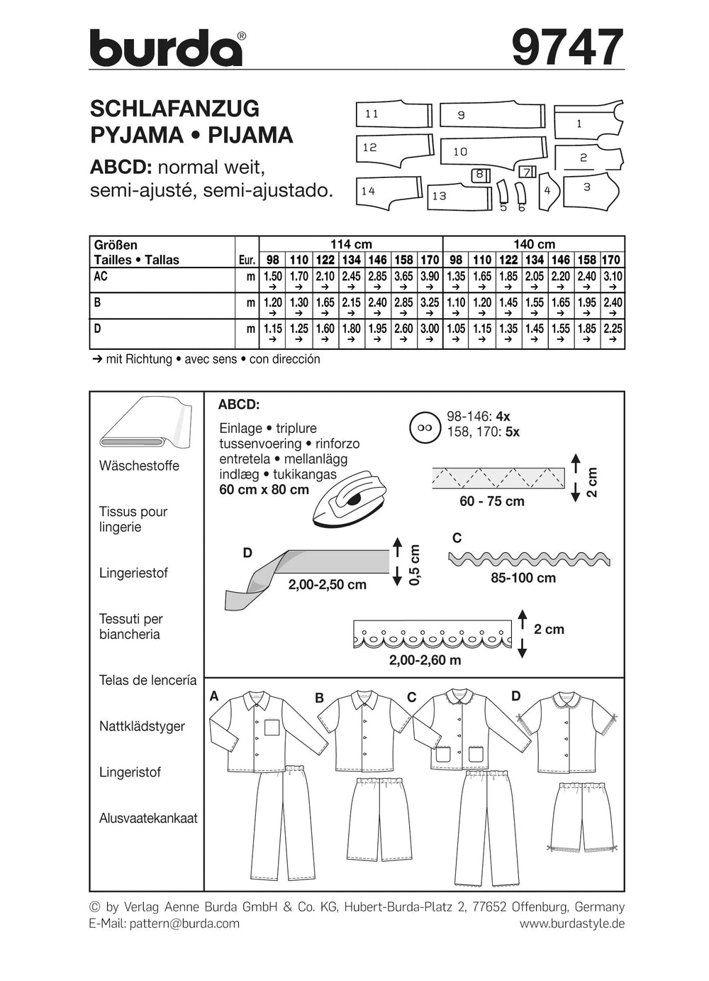 Burda Sewing Pattern 9747
