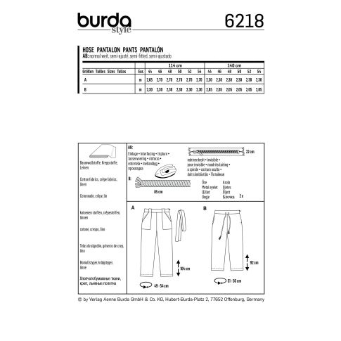 Burda Sewing Pattern 6218