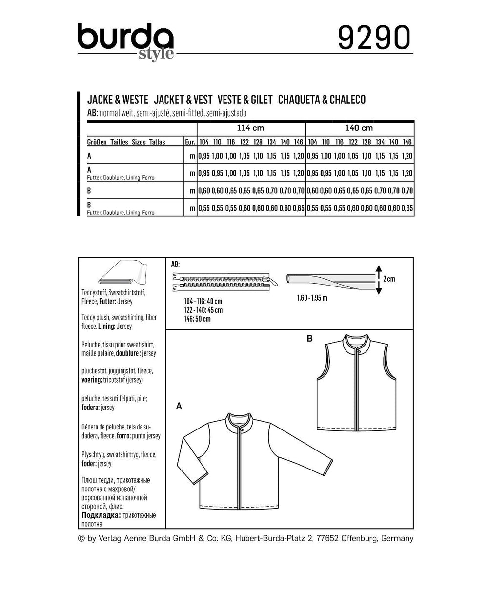 Burda Sewing Pattern 9290
