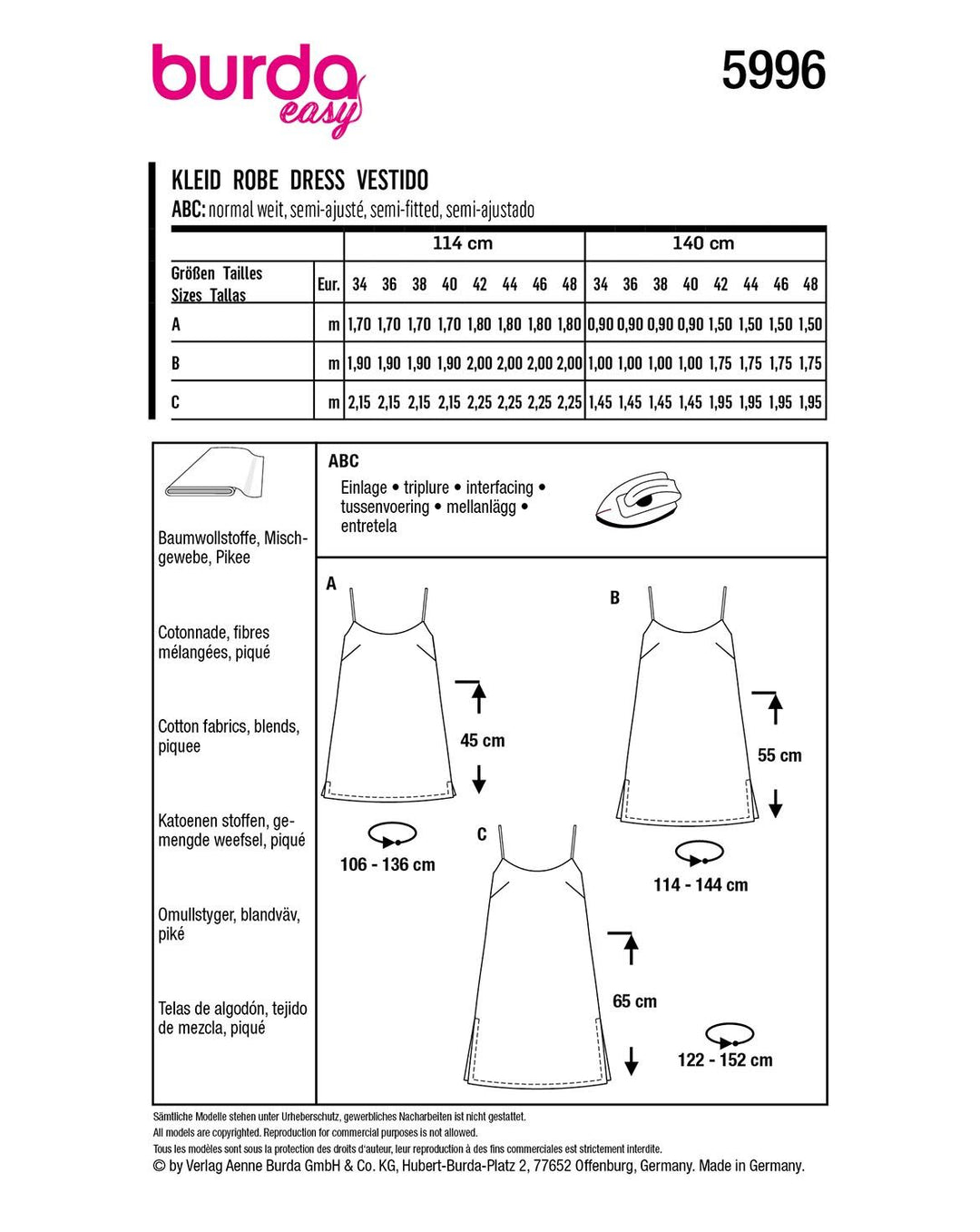 Burda Sewing Pattern 5996