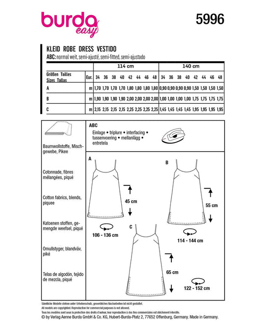 Burda Sewing Pattern 5996