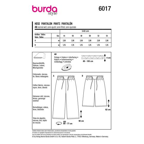 Burda Sewing Pattern 6017