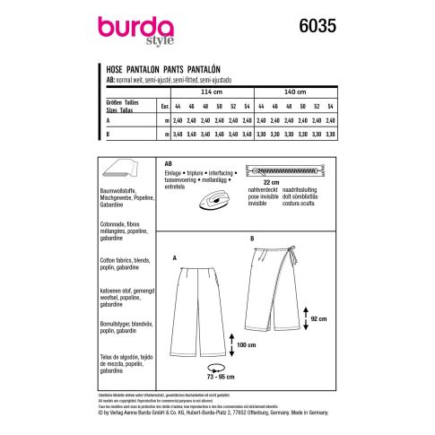 Burda Sewing Pattern 6035