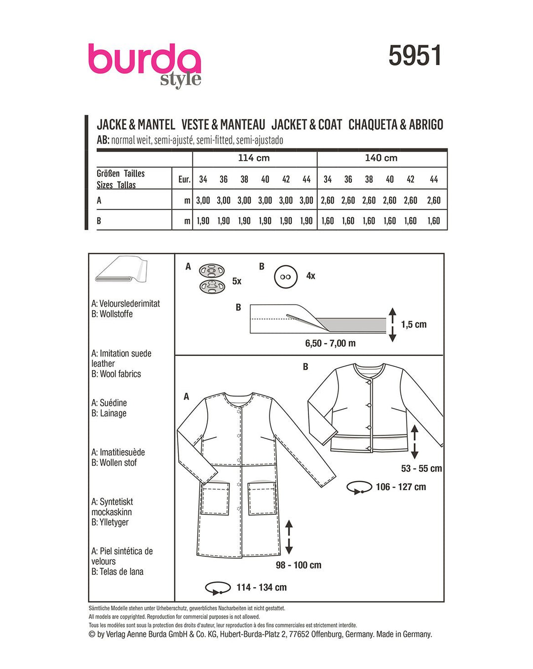 Burda Schnittmuster 5951