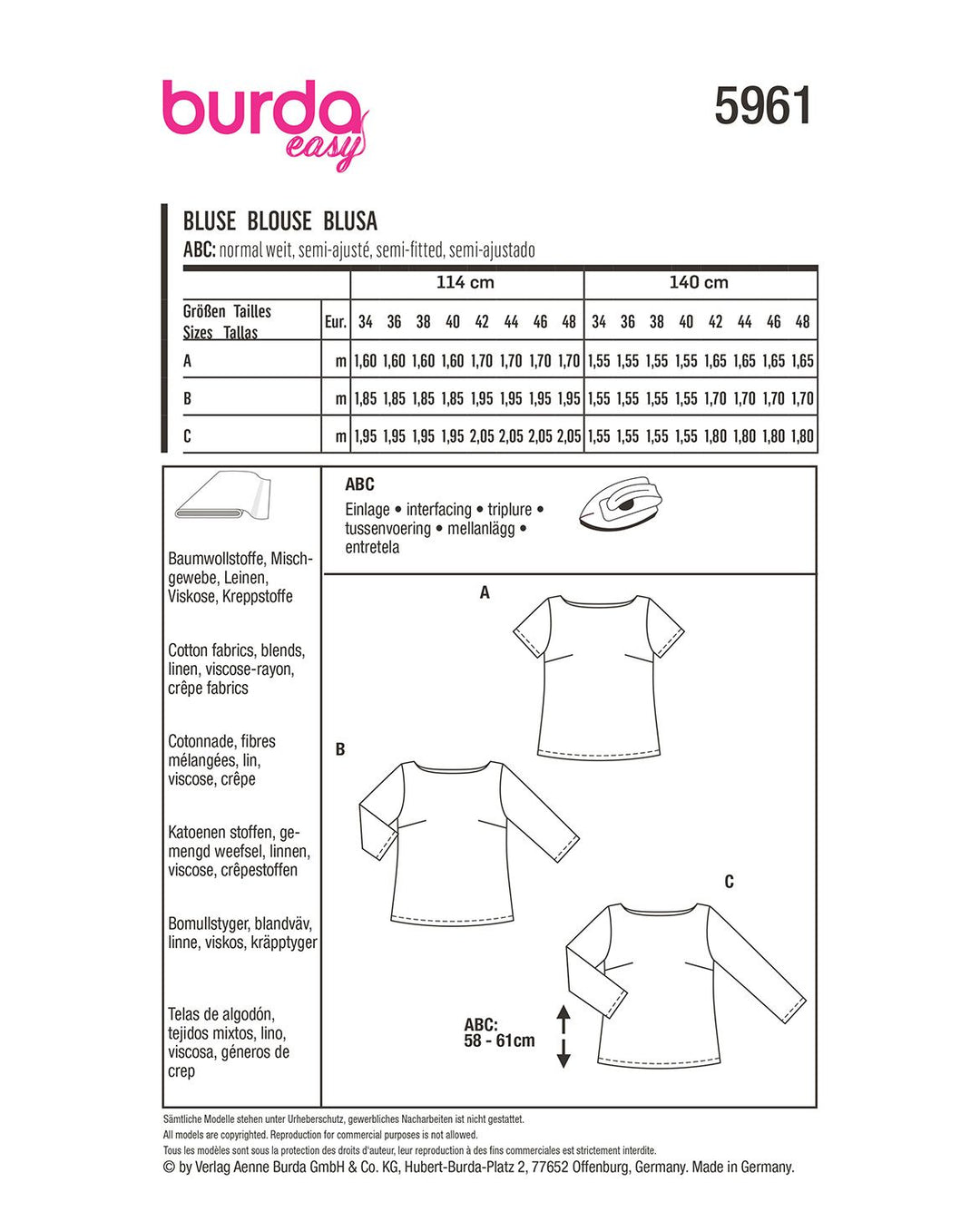 Burda Sewing Pattern 5961