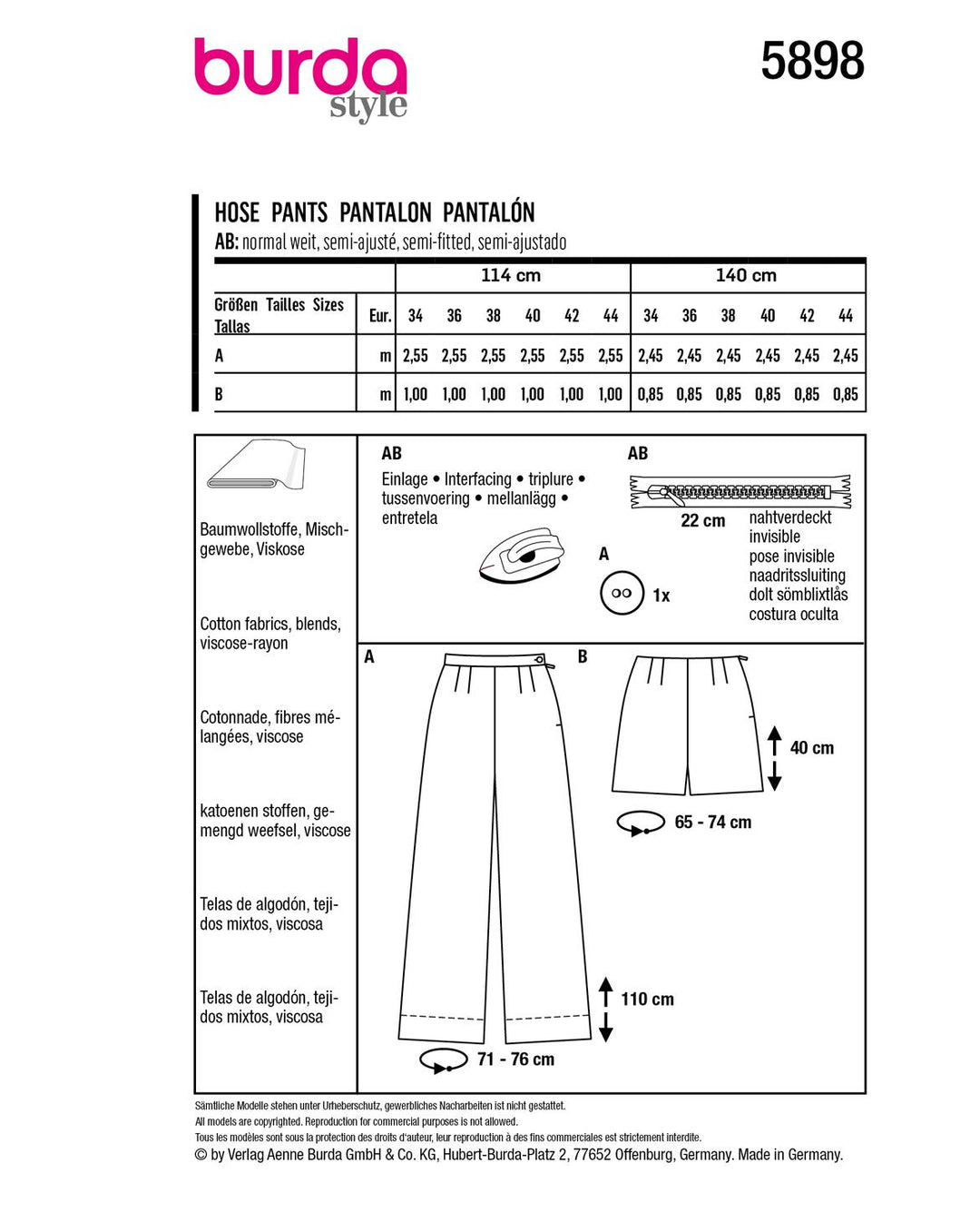 Burda Sewing Pattern 5898