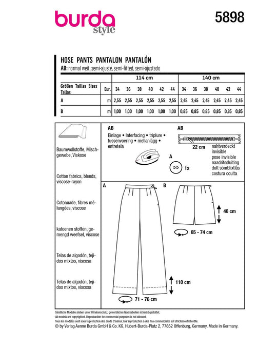 Burda Sewing Pattern 5898
