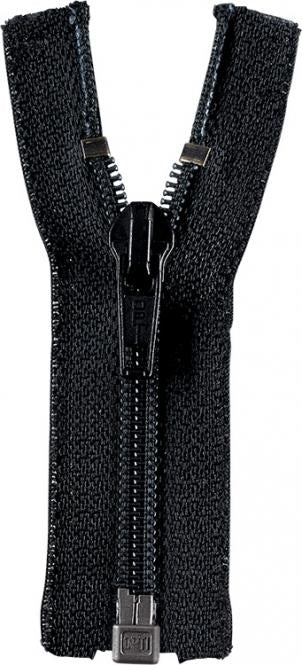Zipper divisible plastic narrow rib Black Col.0000