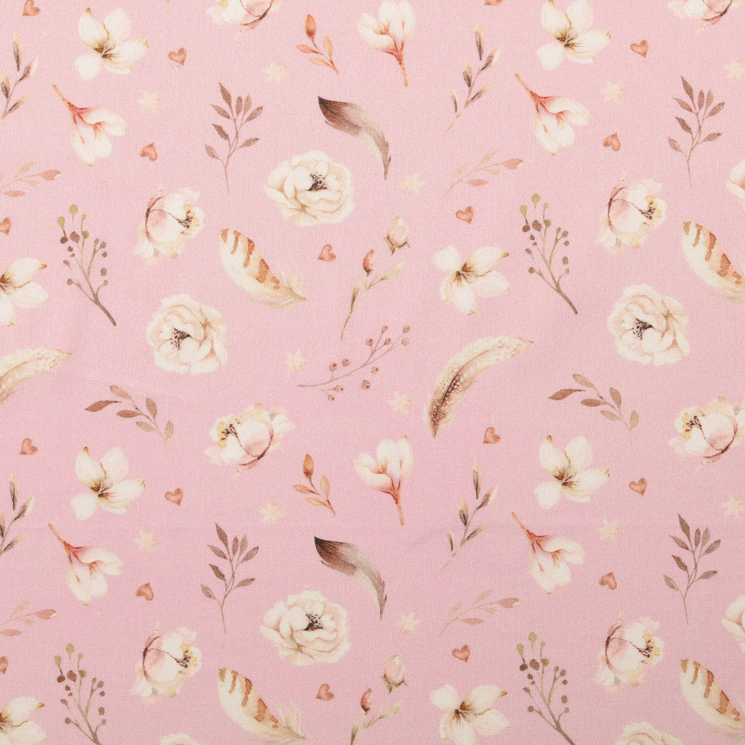Baumwolle - Federn Rosa