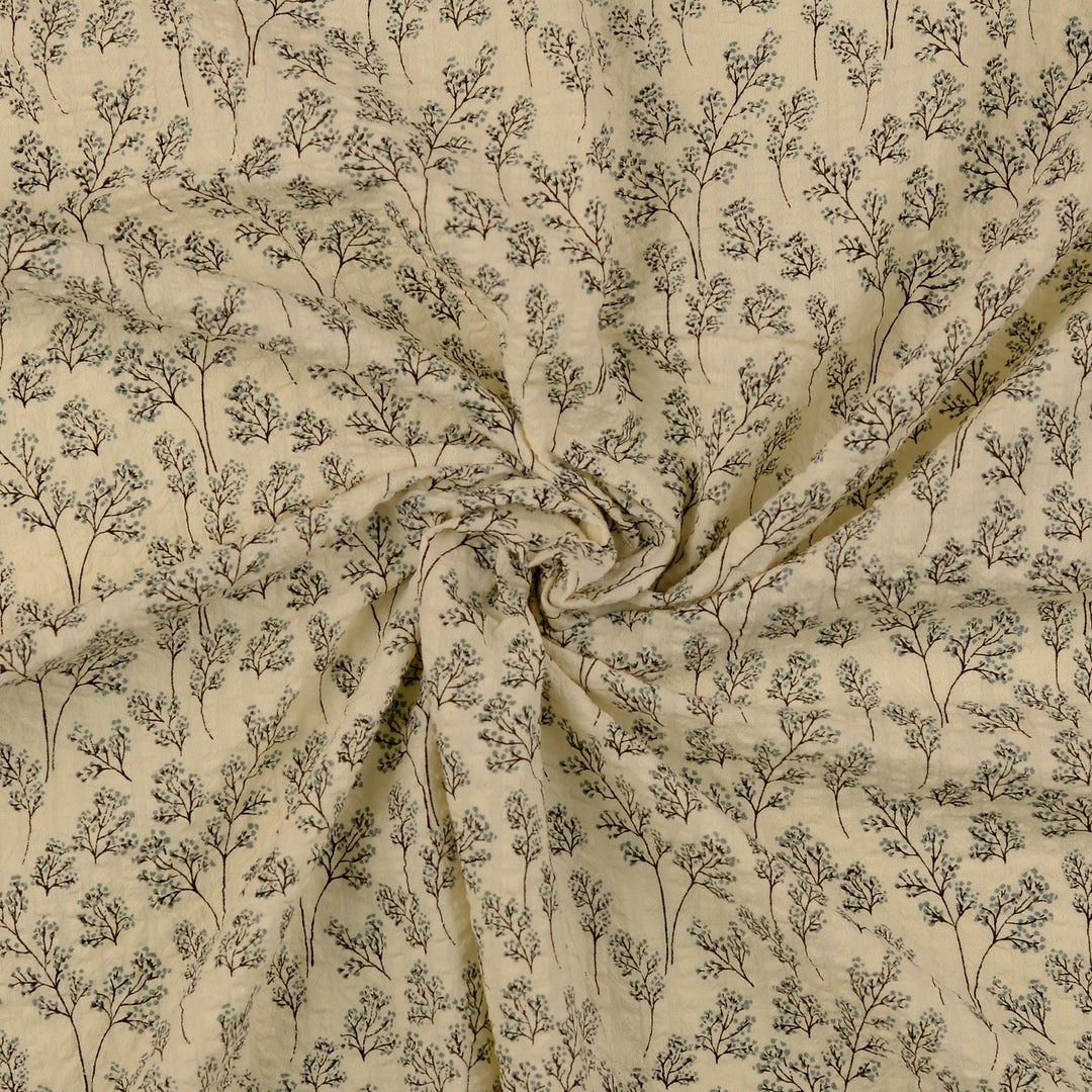 Seersucker - Vintage Blumen Grau