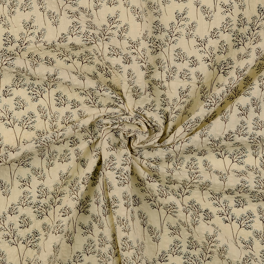 Seersucker - Vintage Blumen Grau
